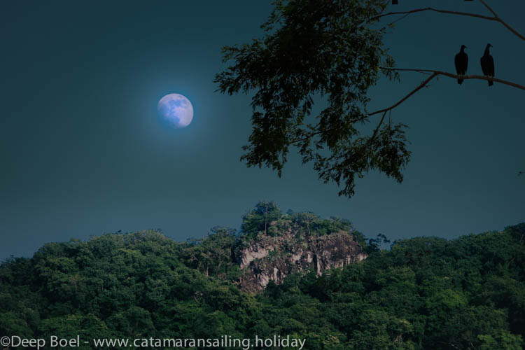 On anchor under the Caribbean moon